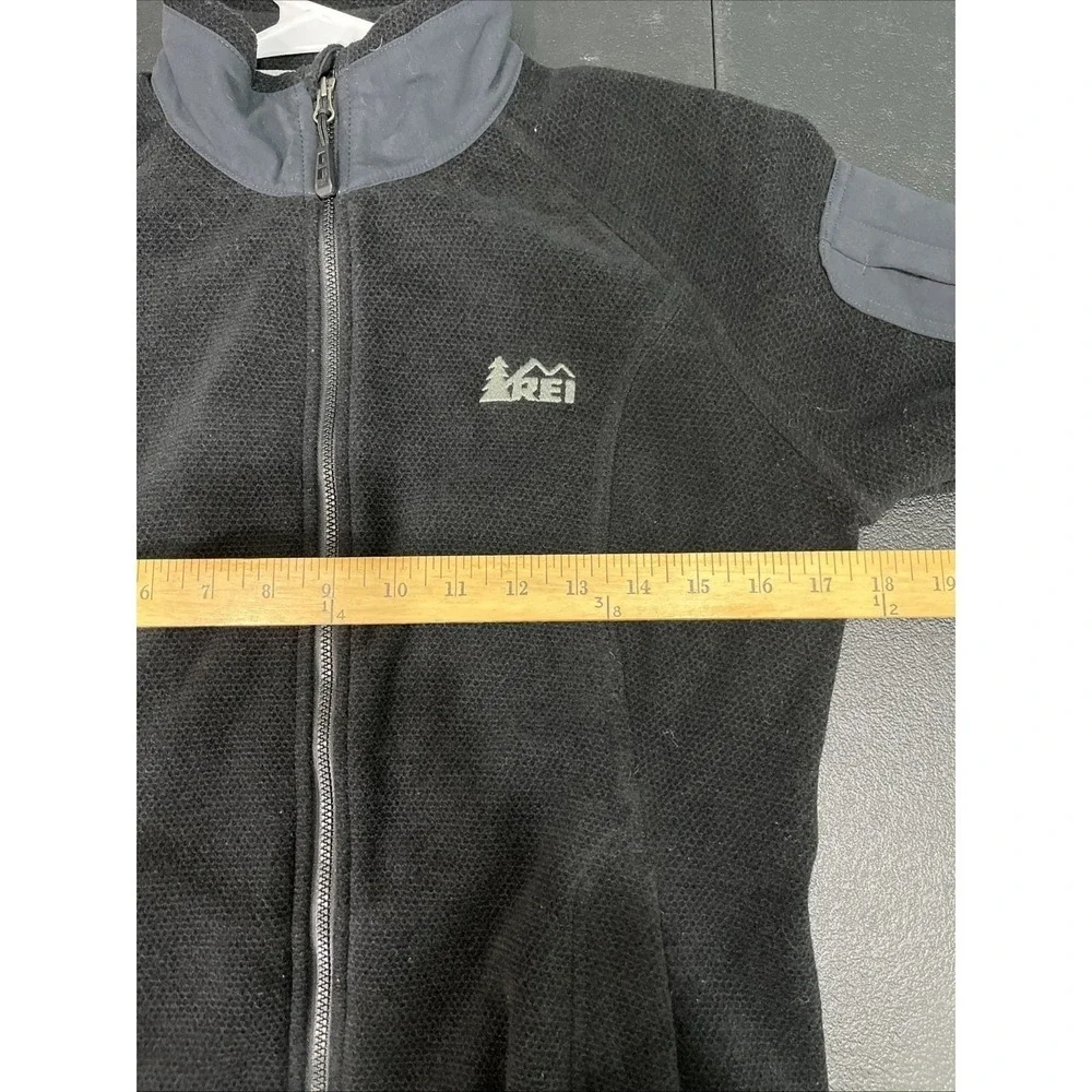 REI Womens Full Zip Fleece Jacket Sz M Black Trailmade Polartec Insulated Camp